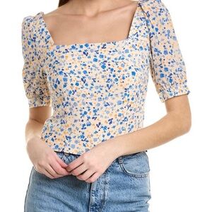 Floral Mini Dress with Blue and Orange Accents